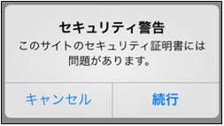 セキュリティ警告画面
