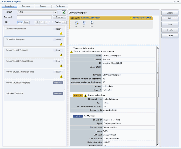 Table Component of the [Templates] Tab